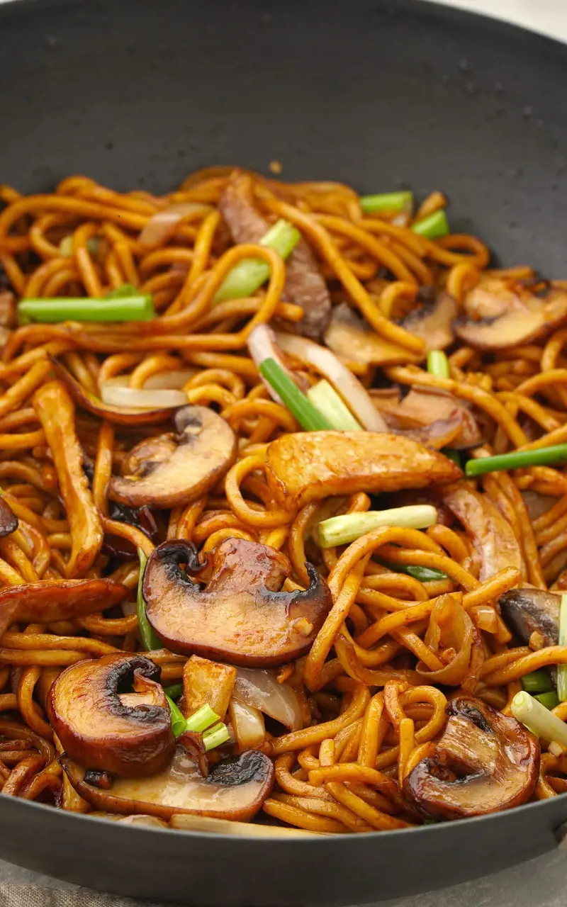 Savory mushroom chow mein by Khin Kitchen which is perfect for the busy weeknight