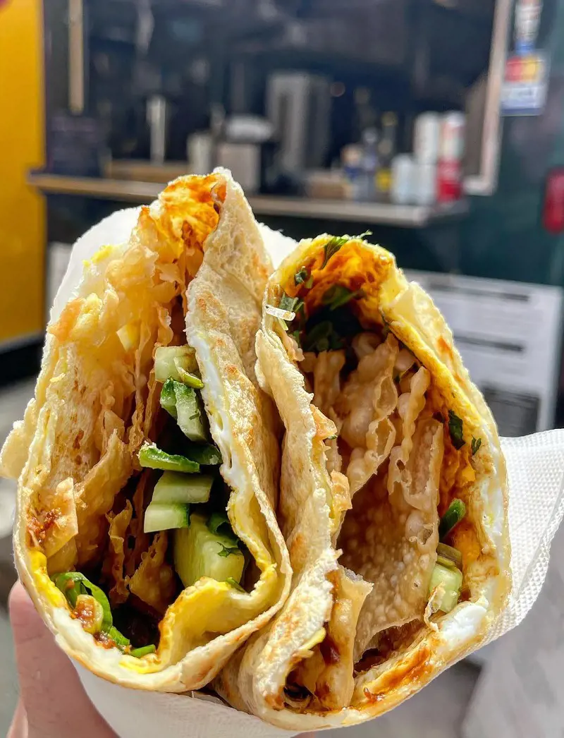 Jianbing is one of the most notable food carts in China, which filled with you delicious fillings in thin crepe