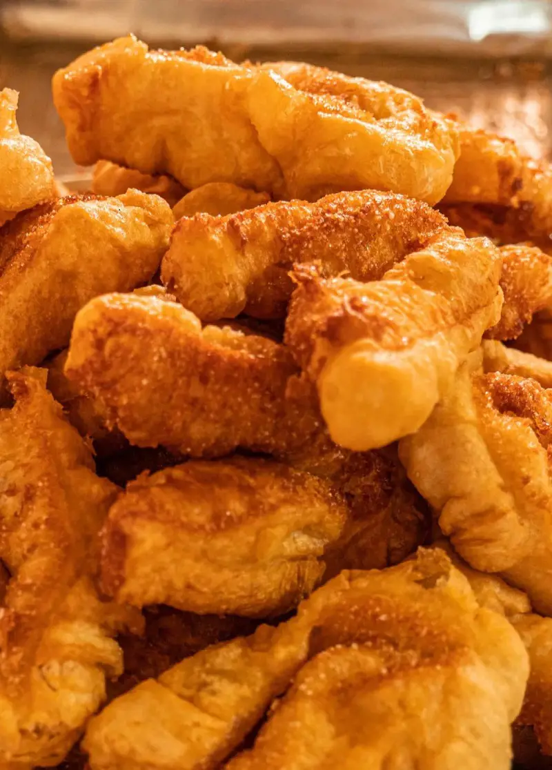 Youtiao is a beloved breakfast in China which eaten dipped into soy milk