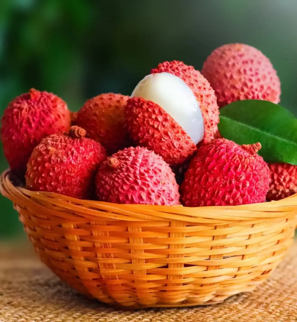 Lychees is a sweet, yummy juicy treat sometimes compared to similar fruits Rambutan and Longan.