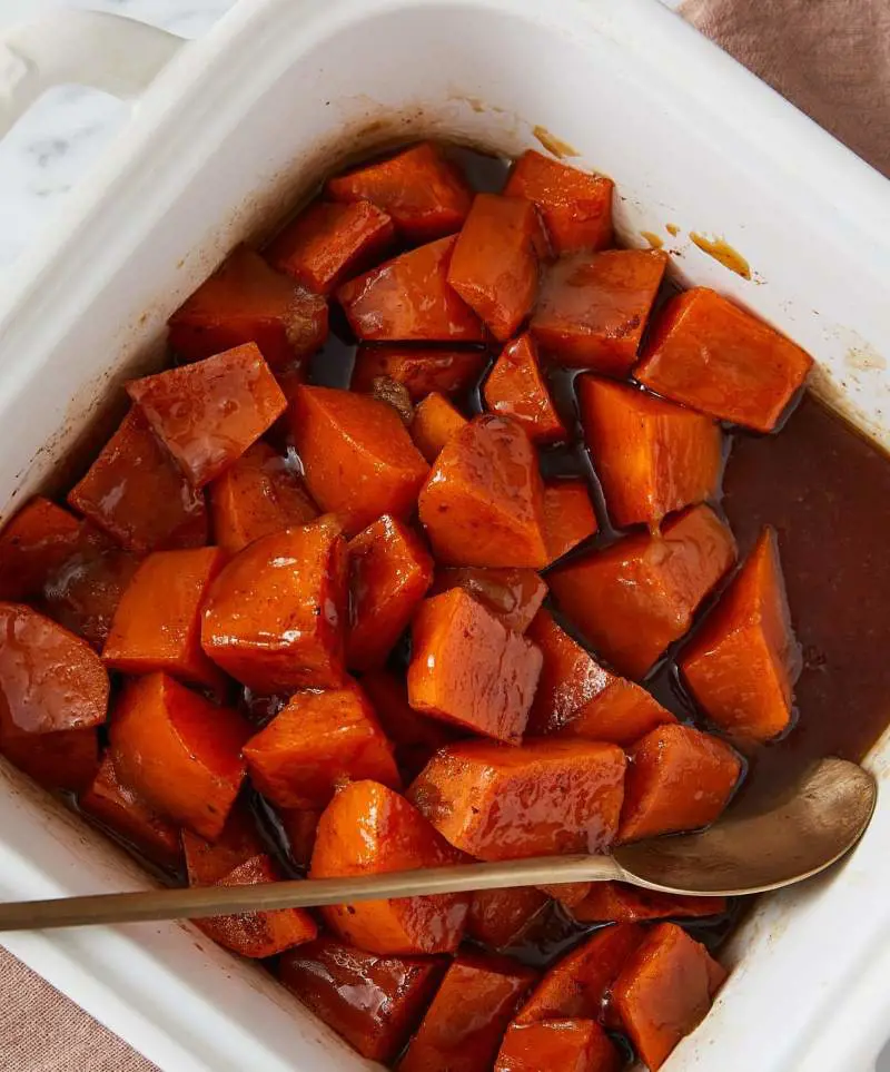 Candied yams are rich in flavor, covered in sweet sauce, and flavored with vanilla